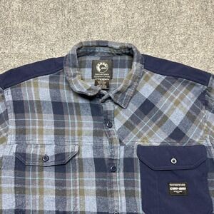 BRP Can-Am Shirt Mens XL Blue Plaid Flannel Button Front Long Sleeve Casual